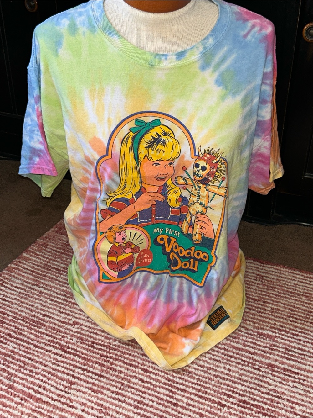 Tie-Dye 'My First Voodoo Doll' Short Sleeve Tee - Multicolor